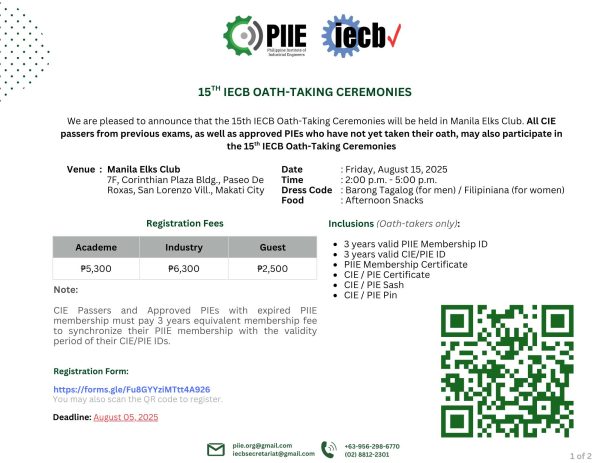 15th iecb oath taking ceremonies pricing